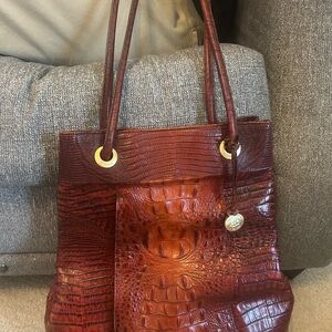 Brahmin Rich Brown Crocodile-Embossed Tote
